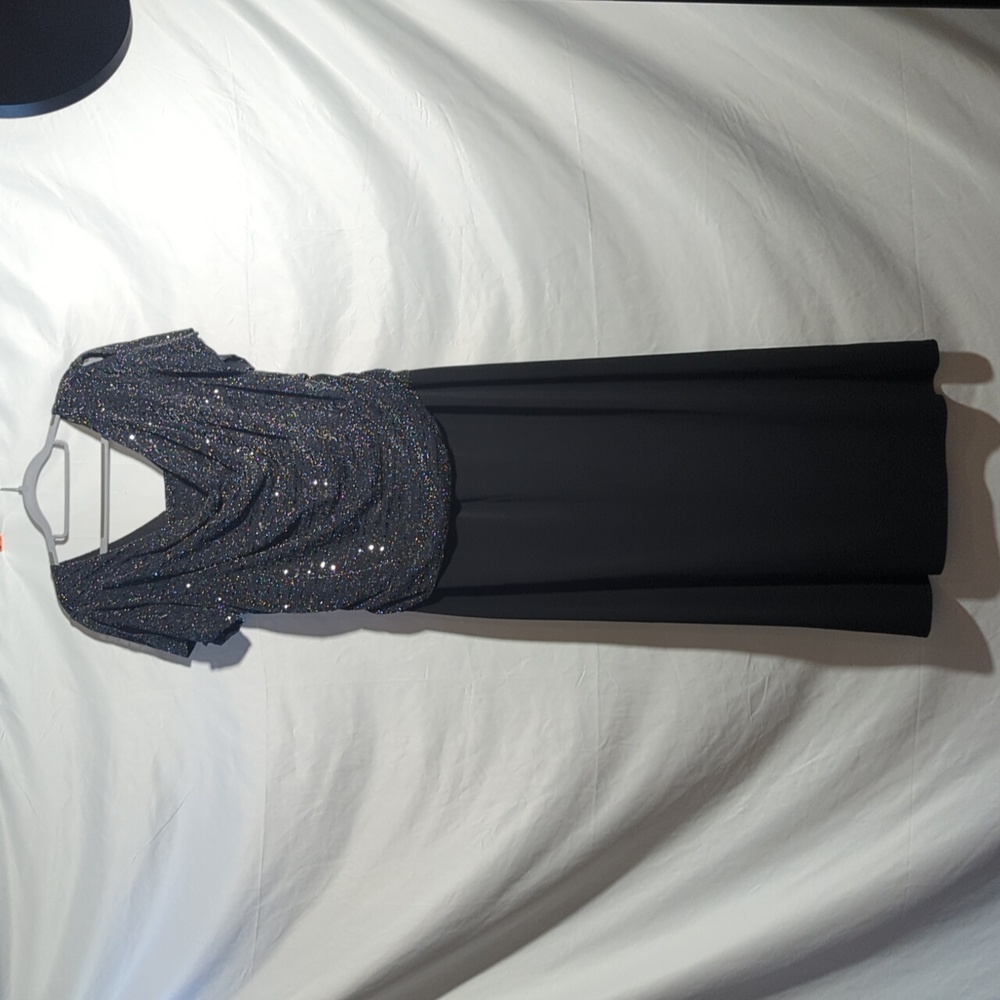 Alexa B Shimmering Black Maxi Dress LBD Size 16W Like New